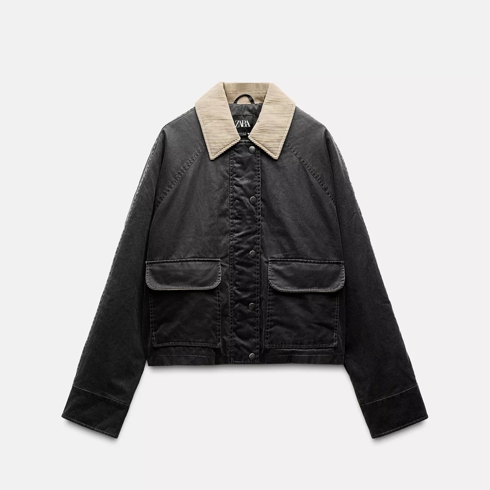 WAXED PUFFER JACKET WITH CORDUROY COLLAR